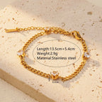 Bracelet à maillons facettés, acier doré — vue 7