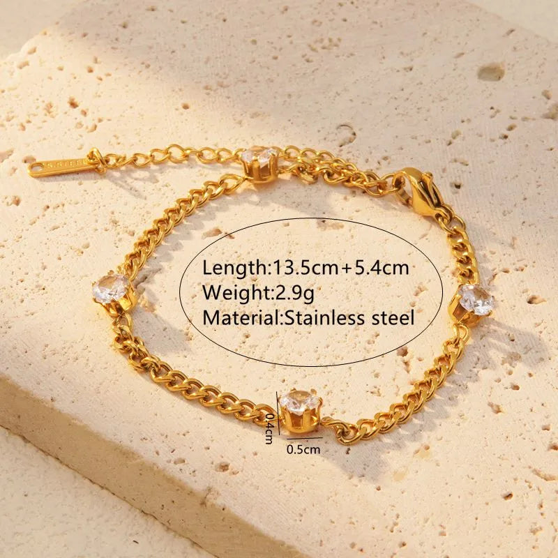 Bracelet à maillons facettés, acier doré — vue 7