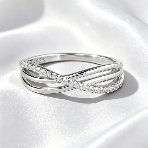 Bague croix sertie, finition or blanc — vue 2