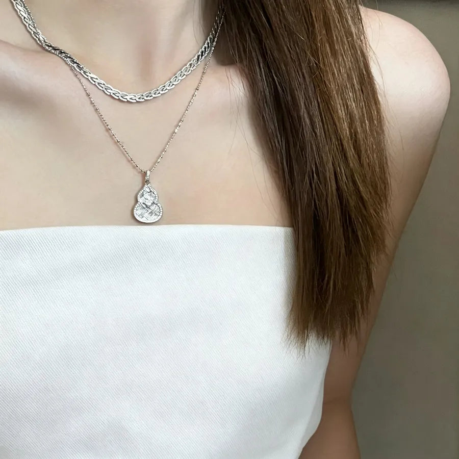 Collier pendentif gourde, argent massif 925 — vue 6