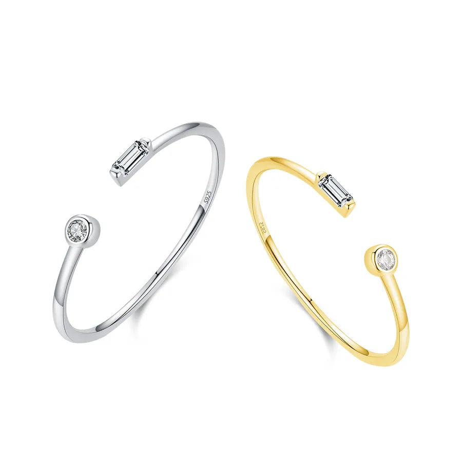 Bague ouverte ajustable sertie d'un zircon — vue 3