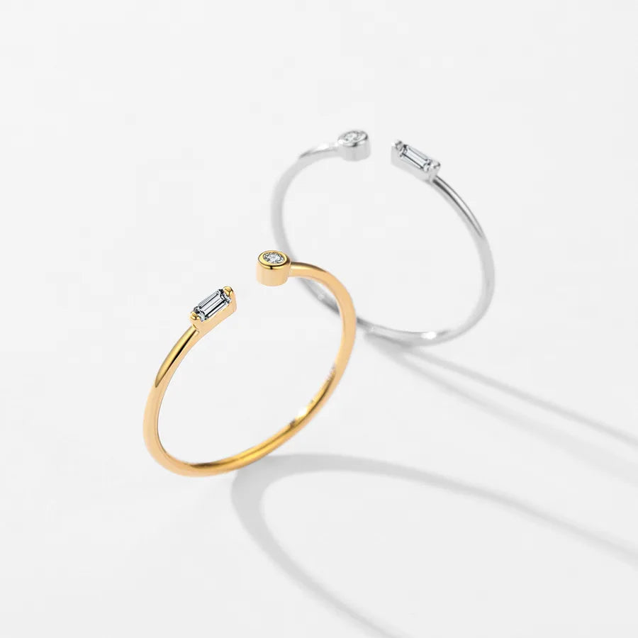 Bague ouverte ajustable sertie d'un zircon — vue 4