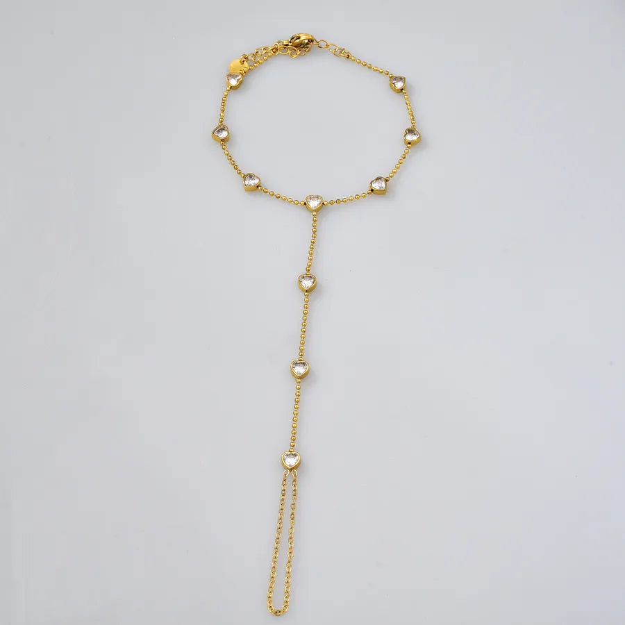 Bracelet fin serti de zircons, acier doré — vue 7