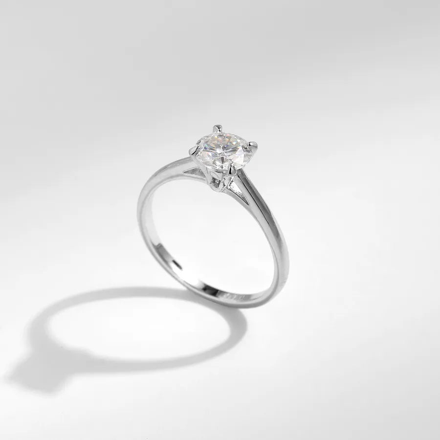 Bague solitaire moissanite taille ronde — vue 6