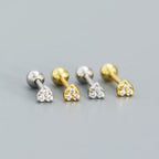 Puces d'oreilles cœur serti de zircons, argent massif 925