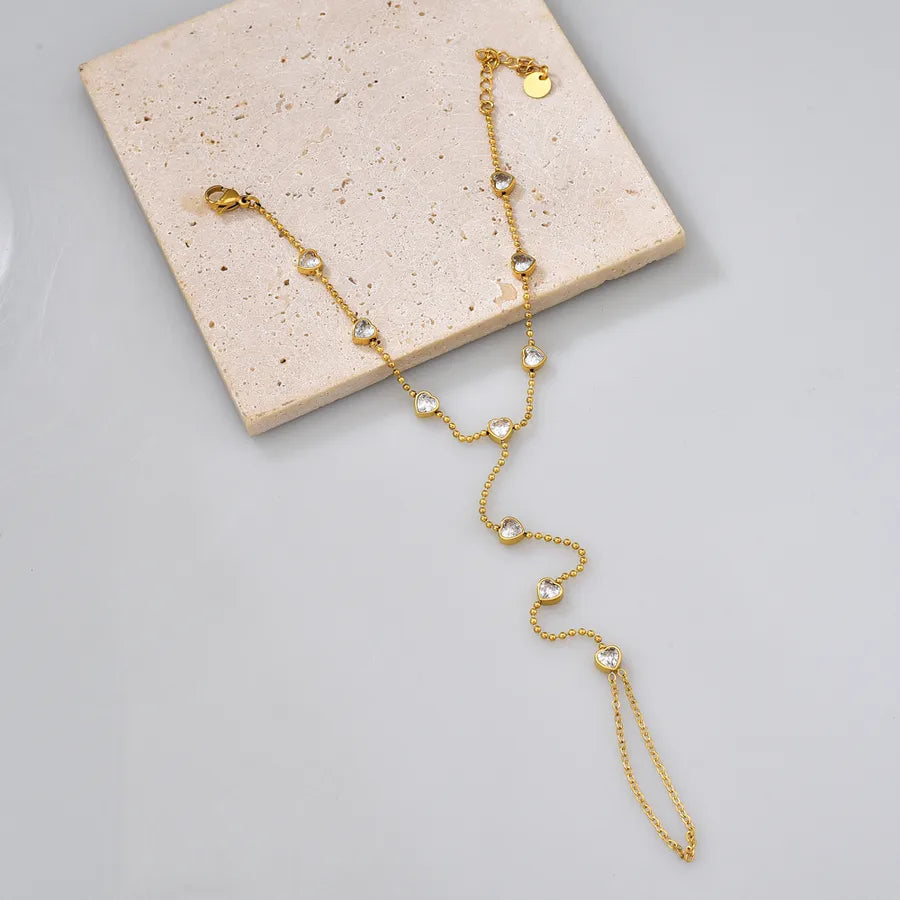 Bracelet fin serti de zircons, acier doré — vue 5