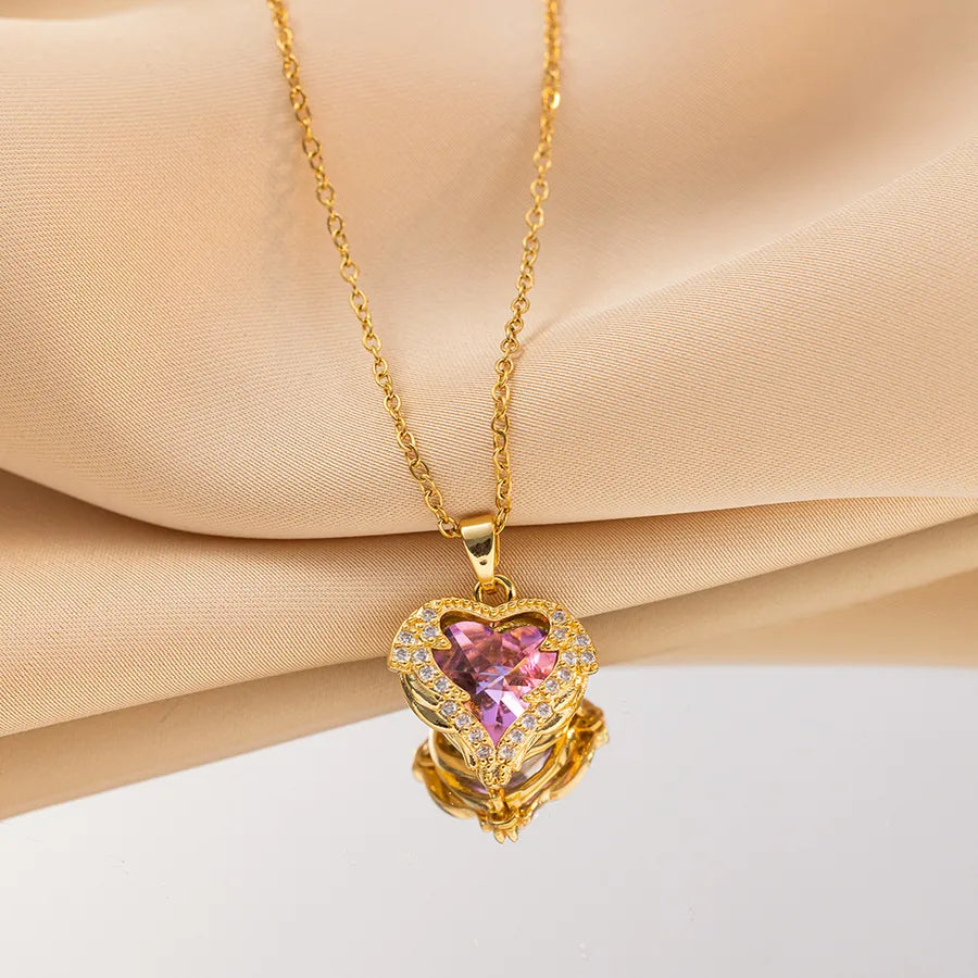 Collier cœur de cristal taillé, chaîne fine — vue 4