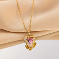 Collier cœur de cristal taillé, chaîne fine — vue 4