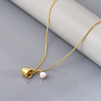 Collier à pierre naturelle ovale, chaîne dorée — vue 5