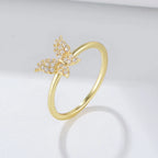 Bague papillon sertie de zircons en argent massif 925