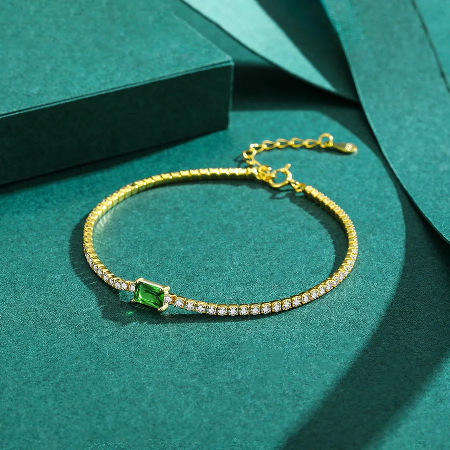 Bracelet chaîne facettée en argent massif 925 doré