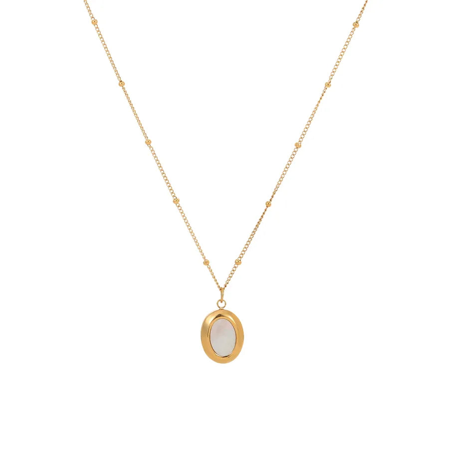 Collier à pendentif ovale épuré, chaîne dorée — vue 7