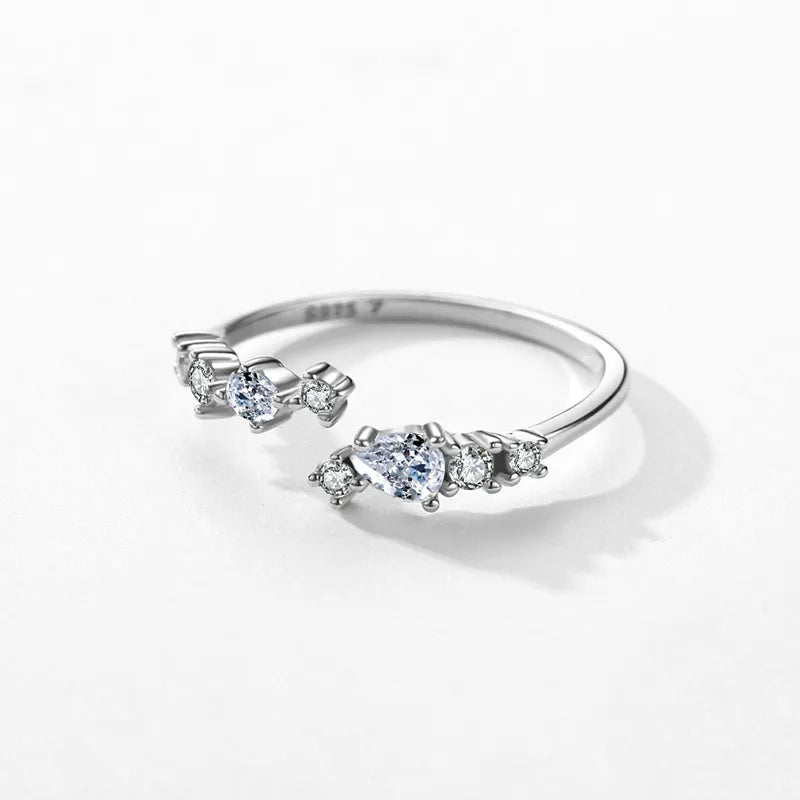 Bague à pierre taille goutte, argent 925 — vue 5