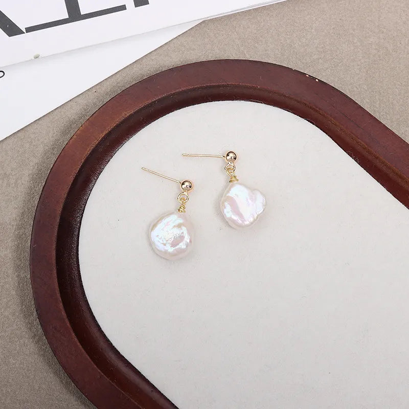 Boucles d'oreilles à perle baroque, argent 925 — vue 8