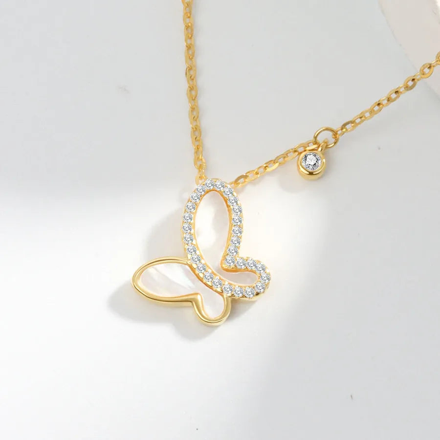 Collier papillon de nacre, argent 925 — vue 3