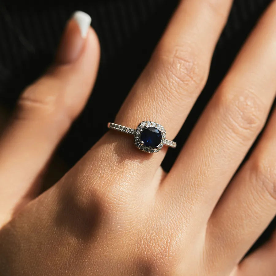 Bague à zircon rond, finition rhodiée — vue 5