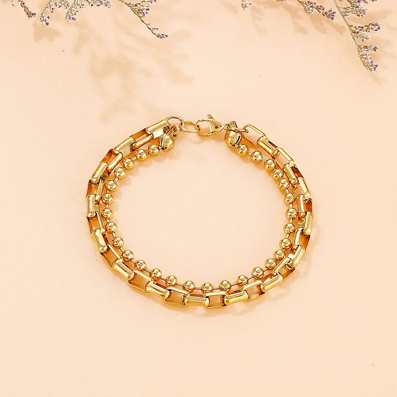 Bracelet géométrique bicolore, acier inoxydable — vue 7