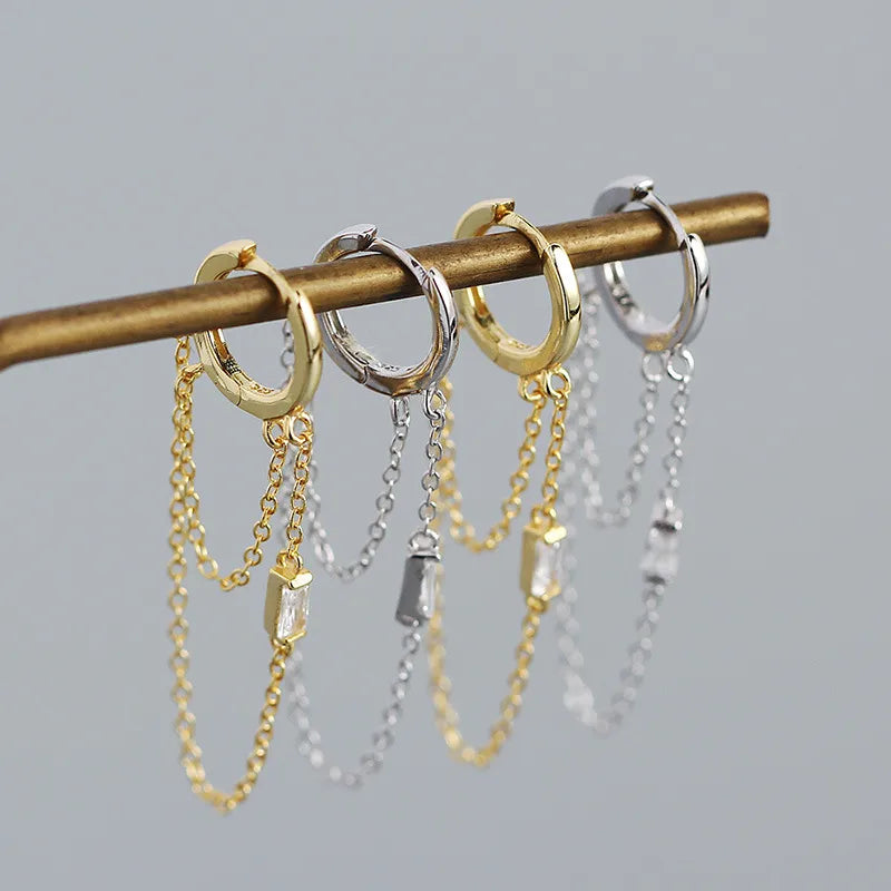 Boucles d'oreilles à pierre, monture géométrique — vue 3