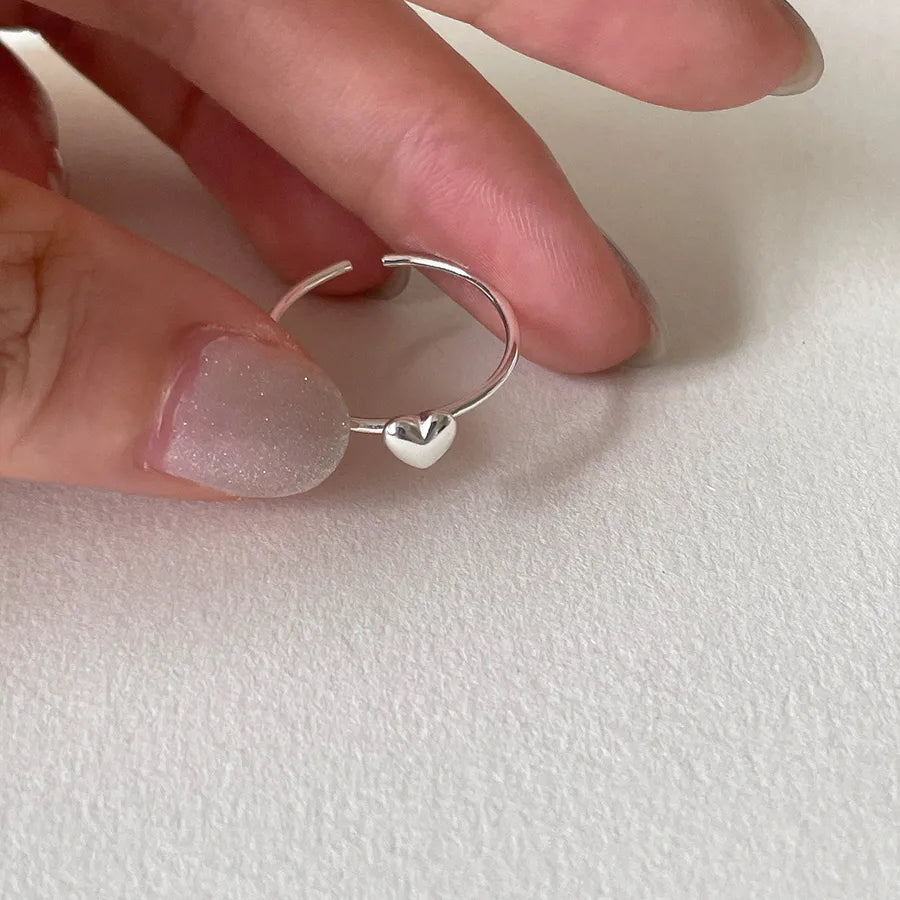 Bague ouverte à motif cœur, argent 925 — vue 7
