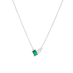 Collier à pendentif carré serti, argent 925 — vue 8