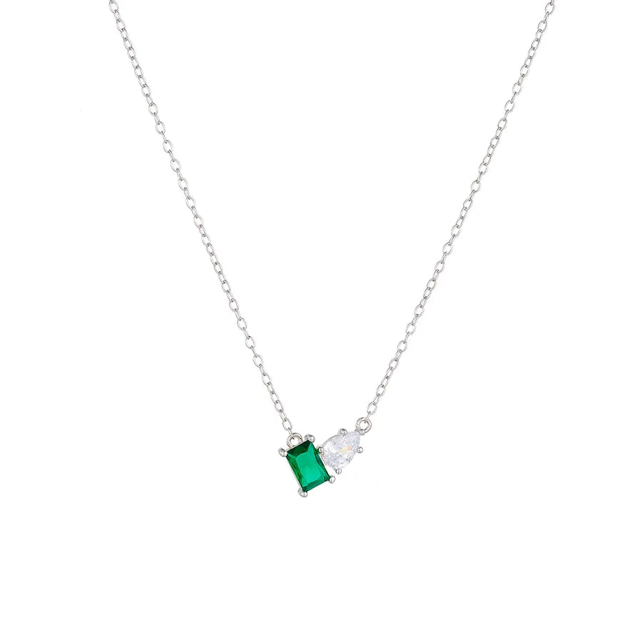 Collier à pendentif carré serti, argent 925 — vue 8