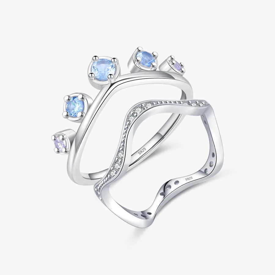Bague à monture en vague, argent massif 925 — vue 2