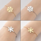 Bracelet motif flocon en acier inoxydable doré