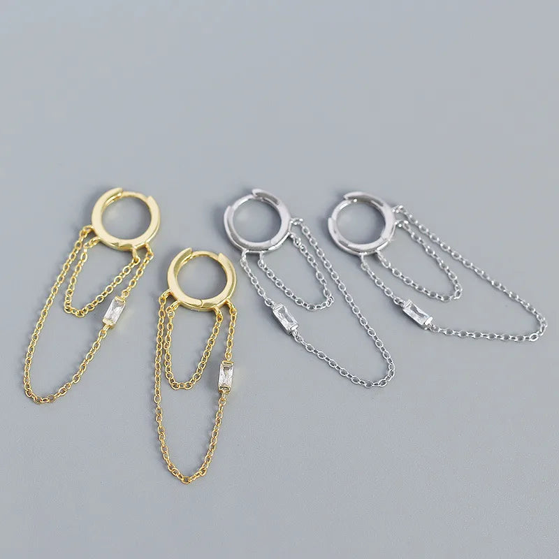 Boucles d'oreilles à pierre, monture géométrique — vue 5