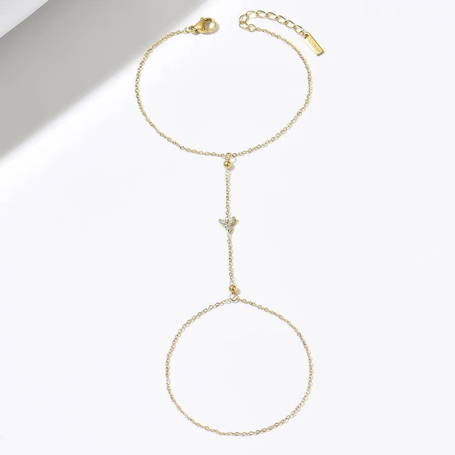 Bracelet maille forçat asymétrique, acier doré — vue 5