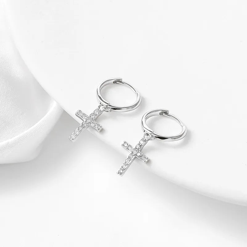 Boucles d'oreilles pendantes à croix, argent 925 — vue 6