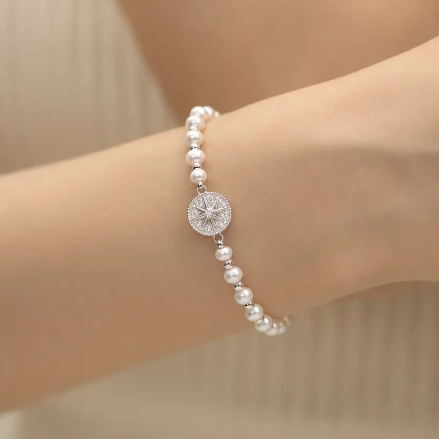 Bracelet à petites fleurs, argent massif 925 — vue 4