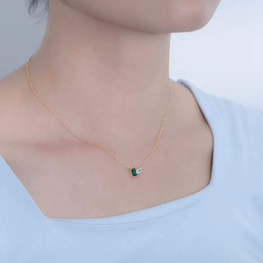 Collier à pendentif carré serti, argent 925 — vue 10