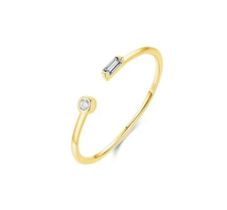 Bague ouverte ajustable sertie d'un zircon — vue 4