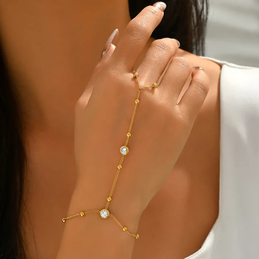 Bracelet à maillons géométriques désaxés, acier inoxydable