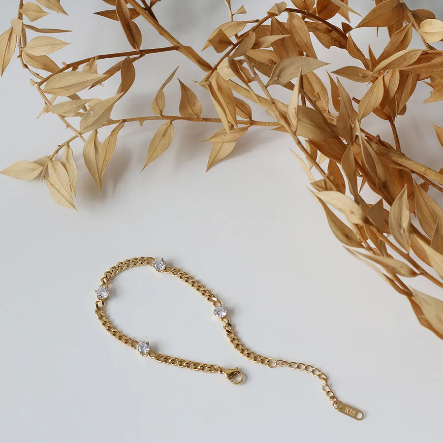 Bracelet chaîne simple, acier inoxydable doré — vue 5
