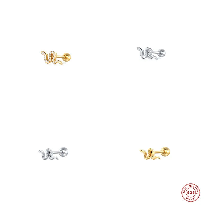 Puces d'oreilles petit serpent, argent 925 — vue 5