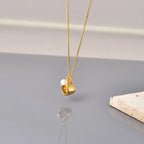 Collier à pierre naturelle ovale, chaîne dorée — vue 4