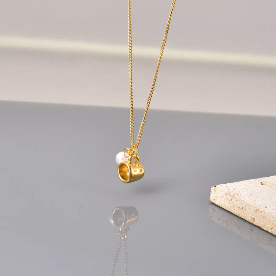 Collier à pierre naturelle ovale, chaîne dorée — vue 4