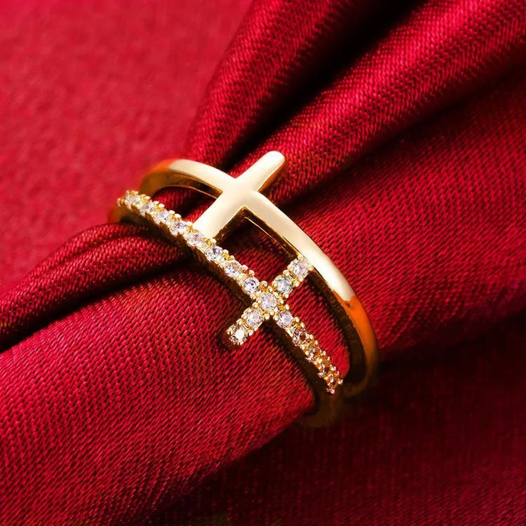 Bague à deux croix superposées, argent 925 — vue 8