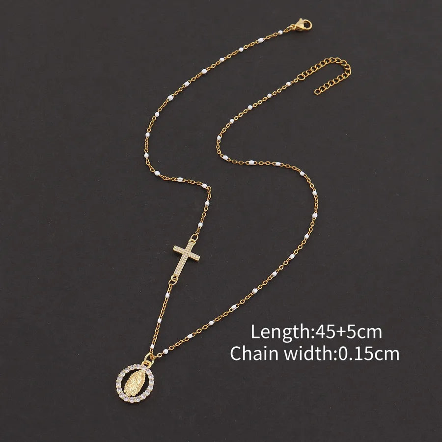 Collier croix et médaille, chaîne fine — vue 6