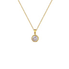 Collier à pendentif rond serti d'un zircon, chaîne dorée