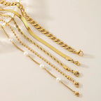 Bracelet maille vintage, acier inoxydable doré — vue 7