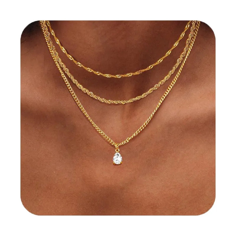 Collier multi-rangs à pendentifs gouttes — vue 7