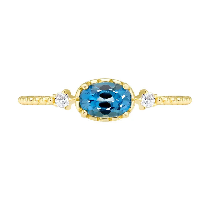 Bague à pierre bleue, monture géométrique — vue 5