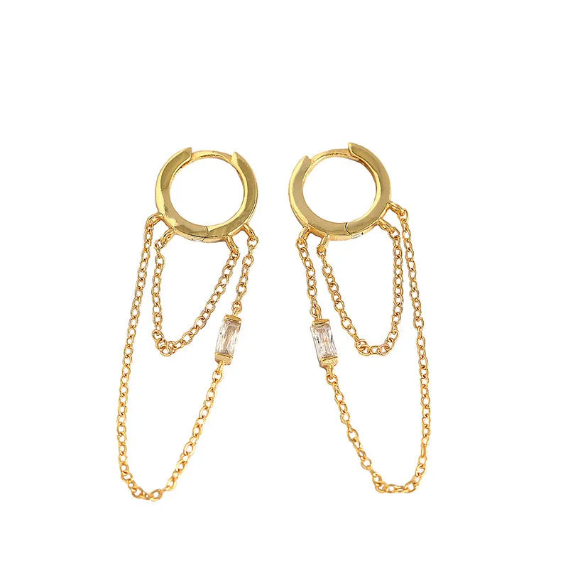 Boucles d'oreilles à pierre sur monture géométrique