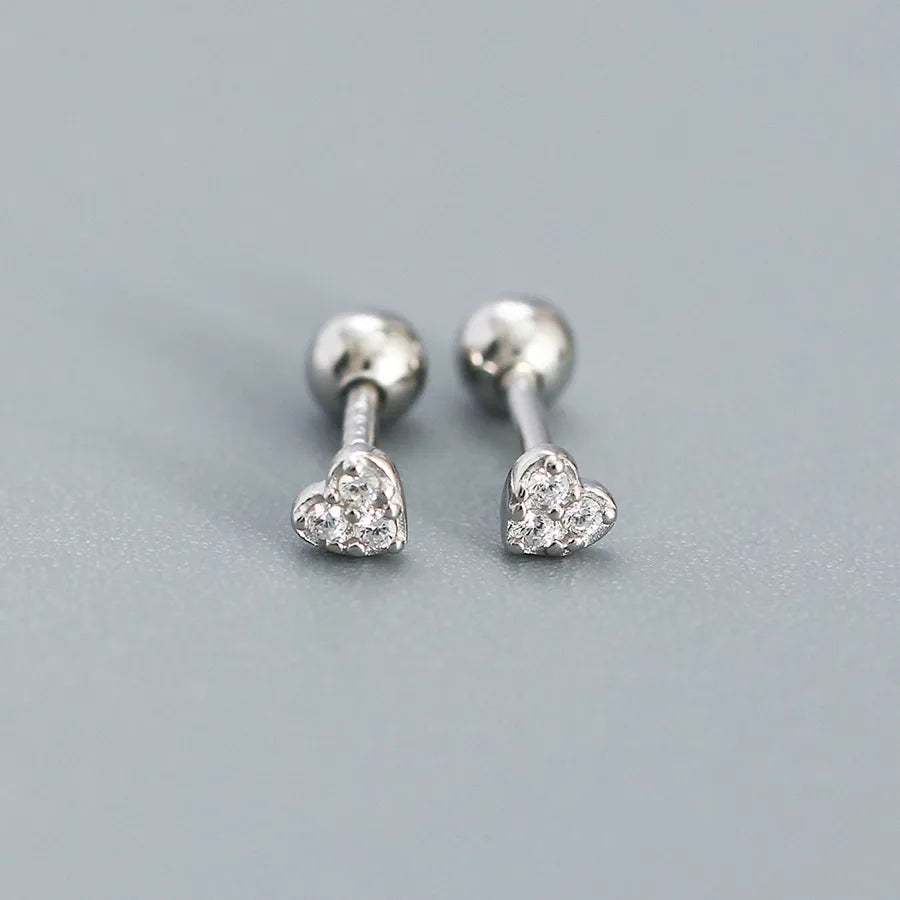 Puces d'oreilles cœur serti, argent 925 — vue 6