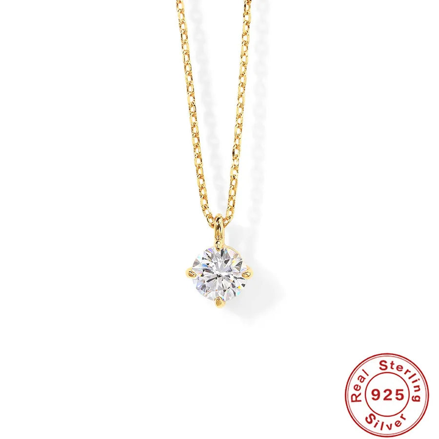 Collier à pendentif géométrique serti, argent massif 925