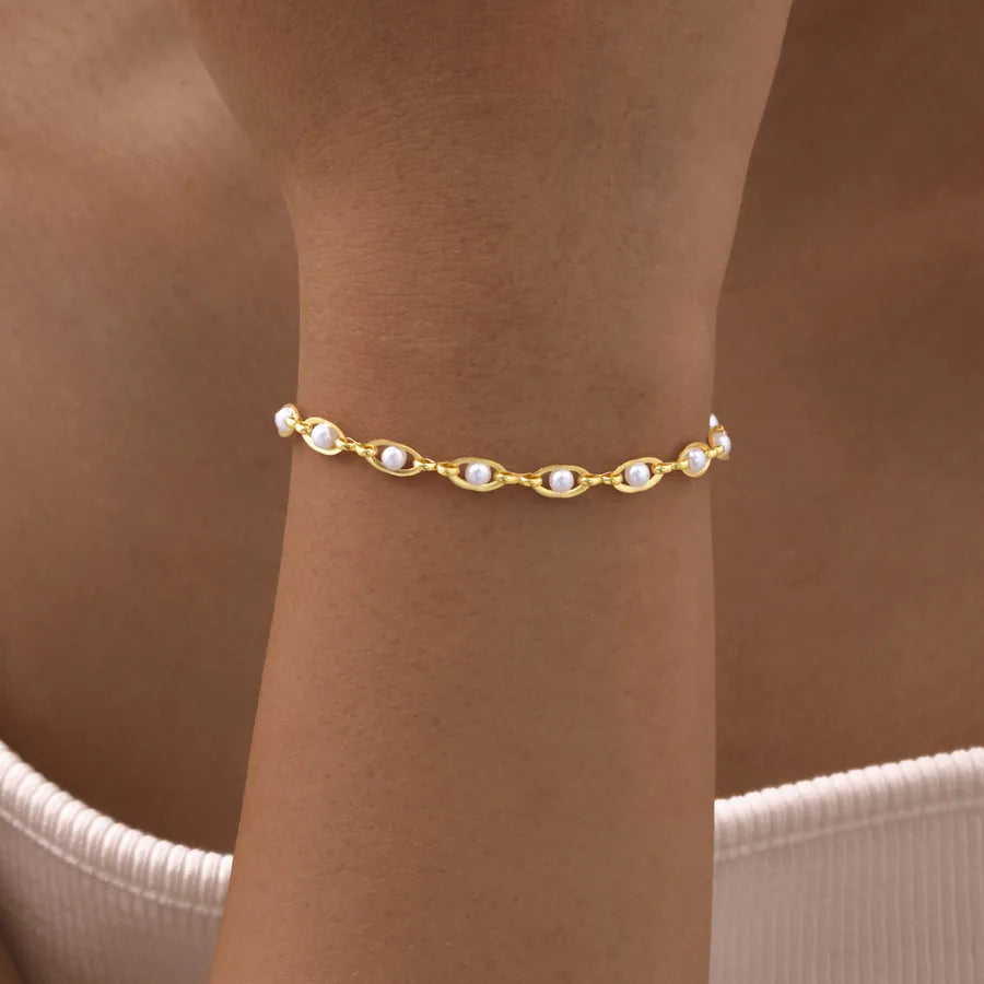 Bracelet à motif géométrique en cuivre doré — vue 3