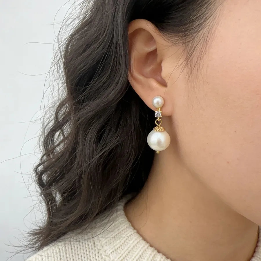 Boucles d'oreilles à perle baroque sur argent massif 925