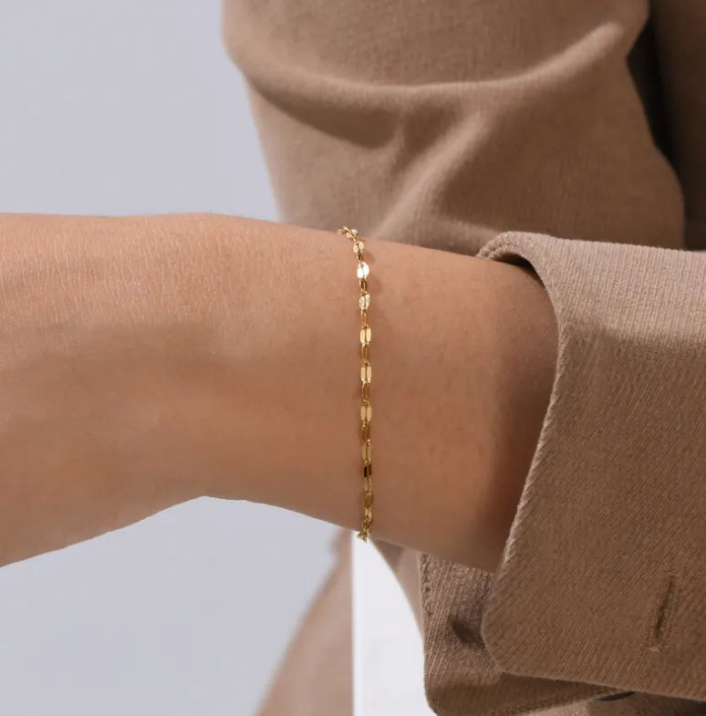 Bracelet plaque lisse à graver, acier inoxydable doré
